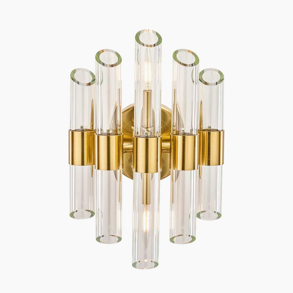 Brielle Clear Glass & Antique Brass 2 Wall Light